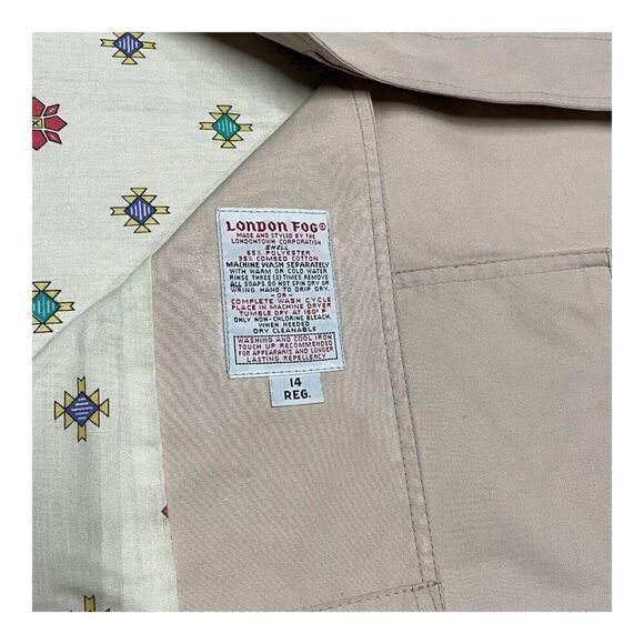 London Fog Tan Long Trench Coat Designed Liner 14R Womens Lined Mid Length Beige - Picture 5 of 7